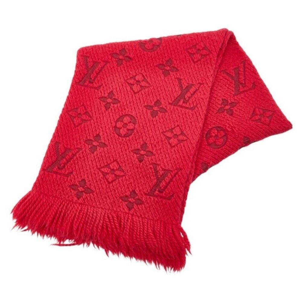 Louis Vuitton Monogram Echarpe Logomania Wool Silk Scarf Pink